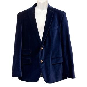 Tallia‎ BlackVelvet 42R Floral Lined Luxe Blazer Sportcoat Notch Collar 2 Button